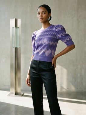 Diane von Furstenberg Perri Puff Sleeve Heart Sweater - Size XS